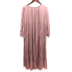 ストロベリーフィールズ STRAWBERRY-FIELDS ワンピース ひざ丈 七分袖 2 M 茶 ブラウン /AU