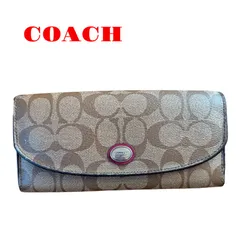 コーチ　長財布　パープル　シグネチャー　エンベロープ　ポーチ付き