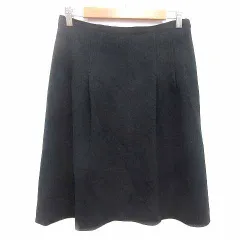 インディヴィ INDIVI フレアスカート ひざ丈 42 XL 黒 ブラック /YK