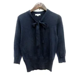 ロペピクニック ROPE Picnic ニット カットソー ボウタイ 長袖 ウール 38 M 紺 ネイビー /MN