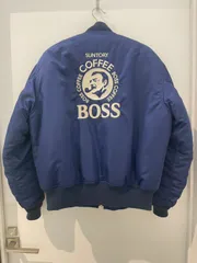 【成】初代 ボスジャン SUNTORY BOSS MA-1 フライトジャケット ネイビー系 サイズM 【4979YO】B1
