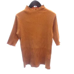 アダムエロペ Adam et Rope' ニット カットソー ハイネック リブ 五分袖 F マスタード 黄色 イエロー /AU