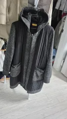 レディース フード キルティング ロング コート/カーディガン