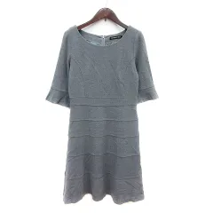 ストロベリーフィールズ STRAWBERRY-FIELDS ワンピース ひざ丈 五分袖 ウール グレー /MN