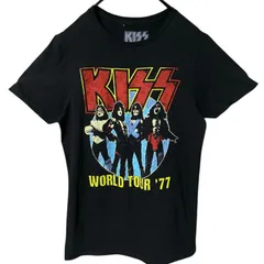 S バンT バンド KISS キッス 人物 ビッグプリント ブラック 黒 Tシャツ レディース ユニセックス メンズ 古着 半袖 CHM