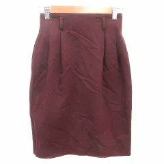 コムサデモード COMME CA DU MODE タイトスカート ひざ丈 ウール M 赤 ボルドー レッド /YK