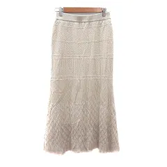 ロペピクニック ROPE Picnic フレアスカート ニット マキシ ロング 38 M 白 アイボリー /MN