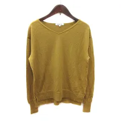 ナチュラルビューティーベーシック NATURAL BEAUTY BASIC ニット カットソー Vネック ウール 長袖 M 黄 マスタード /MS