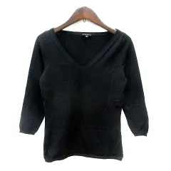 セオリー Theory ニット カットソー Vネック 長袖 ウール 2 M 黒 ブラック /MN