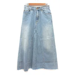 アングリッド UNGRID フレアスカート デニム ロング カットオフ S 青 ブルー /MN