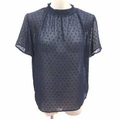 ロペピクニック ROPE Picnic ブラウス シアー ドット 半袖 38 M 紺 ネイビー /YK