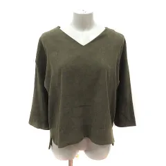 ナノユニバース nano universe ブラウス Vネック 長袖 F カーキ /MS