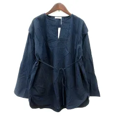 ムルーア MURUA ブラウス 長袖 チュニック丈 F 紺 ネイビー /MN