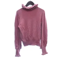 レイビームス Ray Beams ニット セーター ハイネック フリル ナイロン 長袖 ピンク /AU