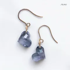 No.847✨天然石✨フローライトのハートピアス　イヤリング