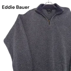 【90s】Eddie Bauer エディーバウアー コットンニット ハーフジップ USA製 グレー 90年代 古着