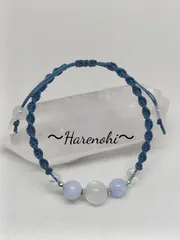 No.16 ムーンストーン・ブルーレースアゲート使用*☆ブルーカラーマクラメブレスレット♡