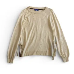 美品　BURBERRY 　BLUE LABEL CRESTBRIDGE　ブルーレーベルクレストブリッジ　ニット　セーター　ベージュ　サイドリボン　ノバチェック　サイズ38　ウール　コットン