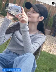 ユアネームヒア 清純系 オフショルダー ニット Tシャツ グレー