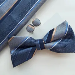 ③-1  蝶ネクタイ　ポケットチーフ　カフス3点セット