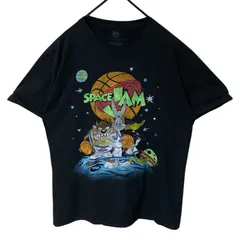 L スペースジャム キャラクター キャラT バックスバニー タズ ビッグプリント ブラック 黒 Tシャツ レディース ユニセックス メンズ 古着 半袖 CHM