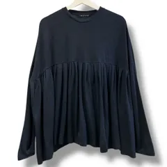 mizuiro ind ミズイロインド ペプラムカットソー サイズ表記なし ネイビー 紺色 made in Japan 日本製 プリーツ Aライン ラウンドネック シンプル モノトーン レディース 春 ゴーゴー古着マルイ草加店3184