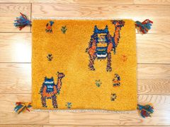 ギャッベ 53x47cm ペルシャ絨毯 手織り ギャベ 玄関マットラグ 絨毯