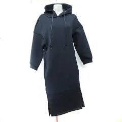 エーエフコンフィ af comfy ワンピース ロング パーカー 長袖 ドッキング 切替 L 紺 ネイビー /YI