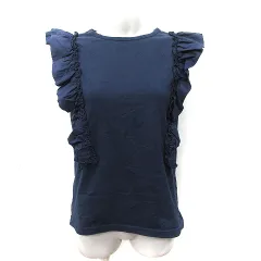 ビームスハート BEAMS HEART カットソー フレンチスリーブ フリル 紺 ネイビー /YI