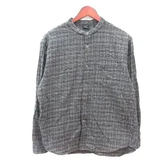 アーバンリサーチ ドアーズ URBAN RESEARCH DOORS ノーカラーシャツ チェック 長袖 40 L グレージュ /MN