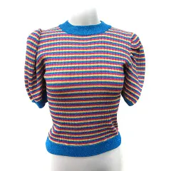 ジュエティ jouetie ニット セーター ボーダー 半袖 M マルチカラー /YI