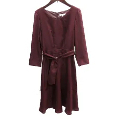 プロポーション ボディドレッシング PROPORTION BODY DRESSING ワンピース ひざ丈 V七分袖 ウエストマーク 2 M ボルドー 赤 レッド /AU