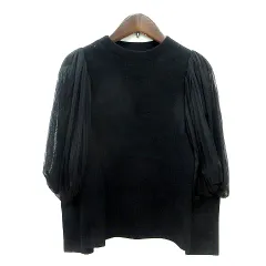 スナイデル SNIDEL ニット カットソー 長袖 切替 リブ チュール F 黒 ブラック /MN