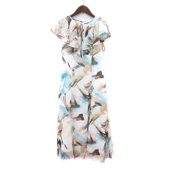 アンドクチュール And Couture ワンピース ロング 総柄 半袖 38 M 白 ホワイト /MN