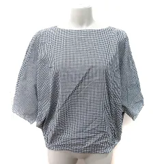 アーバンリサーチ ドアーズ URBAN RESEARCH DOORS シャツ ブラウス プルオーバー ギンガムチェック 七分袖 ONE 黒 ブラック /YI