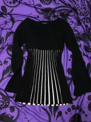 (シーズンセール) EGOIST ブラック ストライプ パンク ミディ ONE PIECE