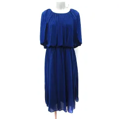 ナノユニバース nano universe ワンピース ロング 七分袖 シフォン 36 S 青 ブルー /YI