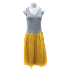 B&Y ユナイテッドアローズ BEAUTY&YOUTH ビューティー&ユース ワンピース ロング ノースリーブ ドッキング グレー 黄色 イエロー /YI