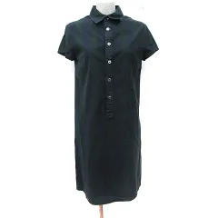 ドゥファミリィ ドゥファミリー DO!FAMILY シャツワンピース ひざ丈 半袖 チェック M 紺 ネイビー 緑 グリーン /YI