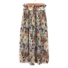 ピスククラブ PISUKU CLUB フレアスカート プリーツ ロング 花柄 60-69 マルチカラー /MS ●RY