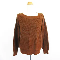 ビームスハート BEAMS HEART ニット セーター 長袖 ドロップショルダー デザイン衿 ブラウン ※EKM