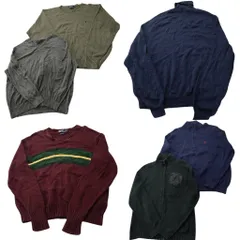 古着卸 まとめ売り ラルフローレン セーター 6枚セット (メンズ XL /2XL ) Ｖネック フルジップ タートルネック クルーネック 中古 ND6016