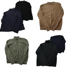 古着卸 ラルフローレン セーター 6枚セット (メンズ S /M /L ) ハーフジップ タートルネック リブニット ケーブル編み 中古 古着 ND6024