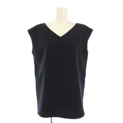 ナノユニバース nano universe カットソー ノースリーブ Vネック ワンカラー 38 紺 ネイビー /BB ■GY58