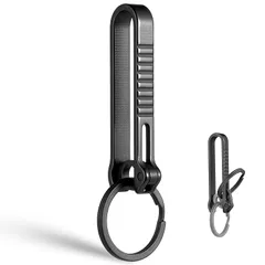 【新着商品】[TIMULTI] チタン キーホルダー ベルトクリップ カラビナ ベルト フック 落ちない メンズ おしゃれ キーチェーン キーリング付き (TK7・ブラック)