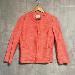 自由区( ジユウク)イタリア製生地 ノーカラーサマーツイードジャケット