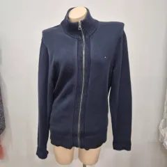 トミーヒルフィガー ネイビージップアップニット