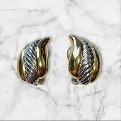 BURBERRY イヤリング クリップ式 ゴールド×シルバー 葉 ヴィンテージ