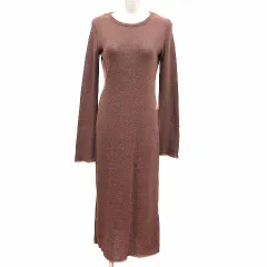 ザラ ZARA ワンピース ロング マキシ ニット 長袖 M 茶 ブラウン /YK