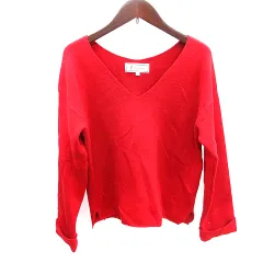 ロペピクニック ROPE Picnic ニット セーター Vネック ロールアップ 長袖 38 M 赤 レッド /AU